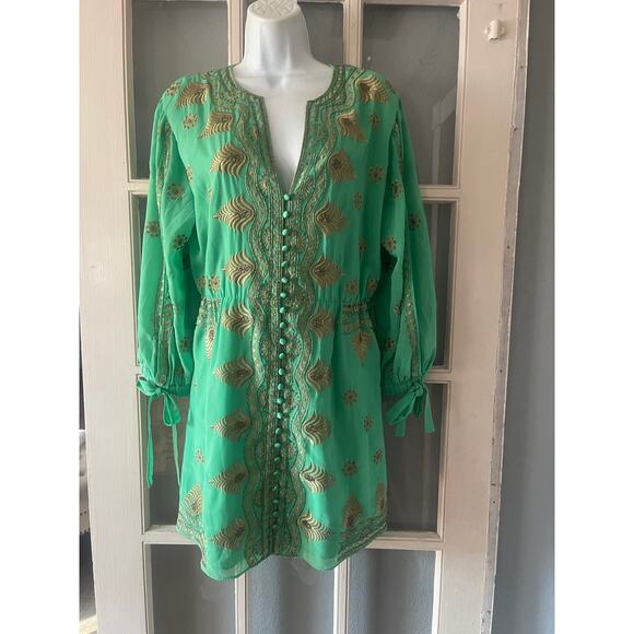 ALICE + OLIVIA Zia Embellished Drop-Shoulder Short Dress - Picture 8 of 13